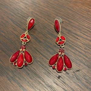 Red and Gold Dangle Earrings